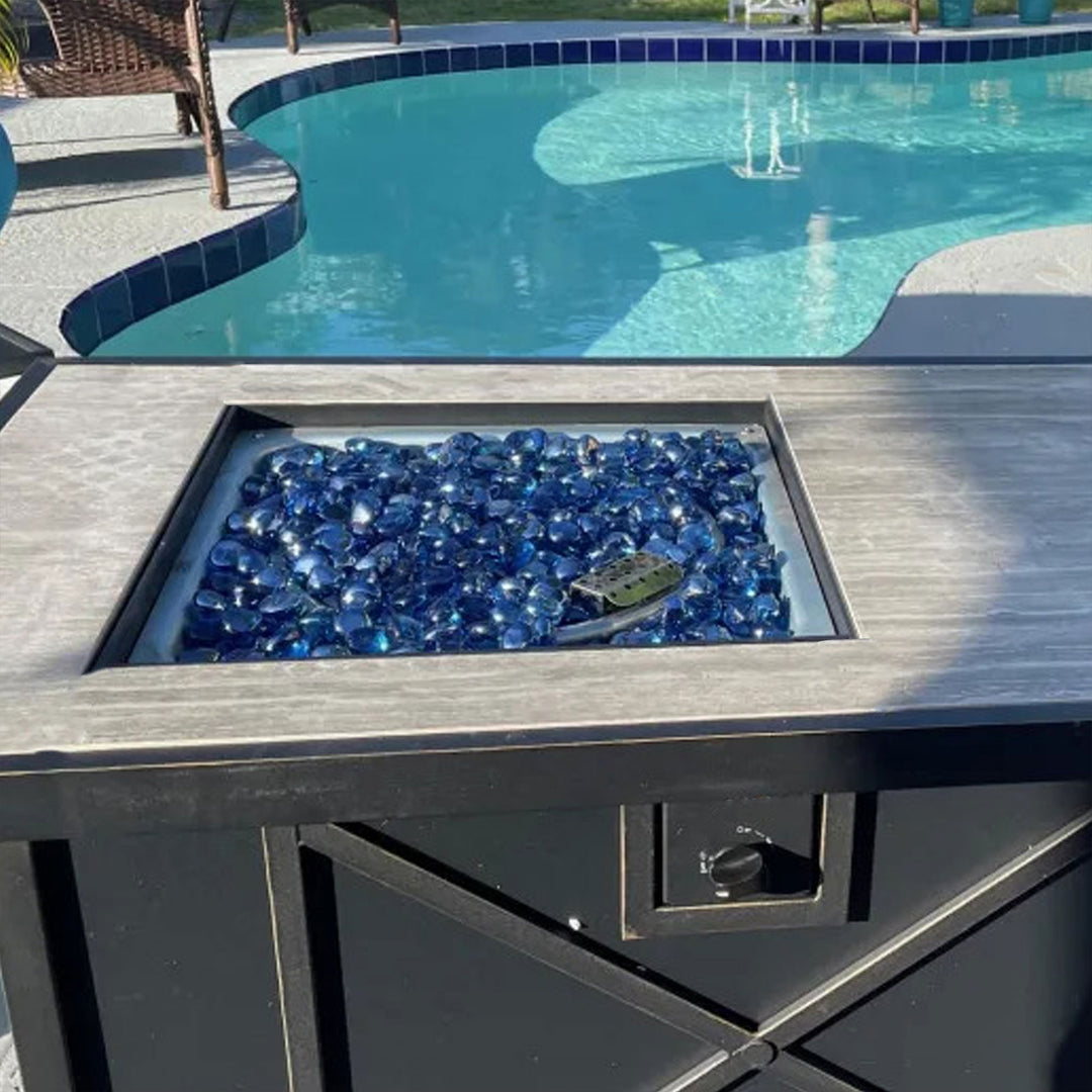 Four Seasons Courtyard Gas Fire Pit Coffee Table with Stainless Steel Burner - VMInnovations