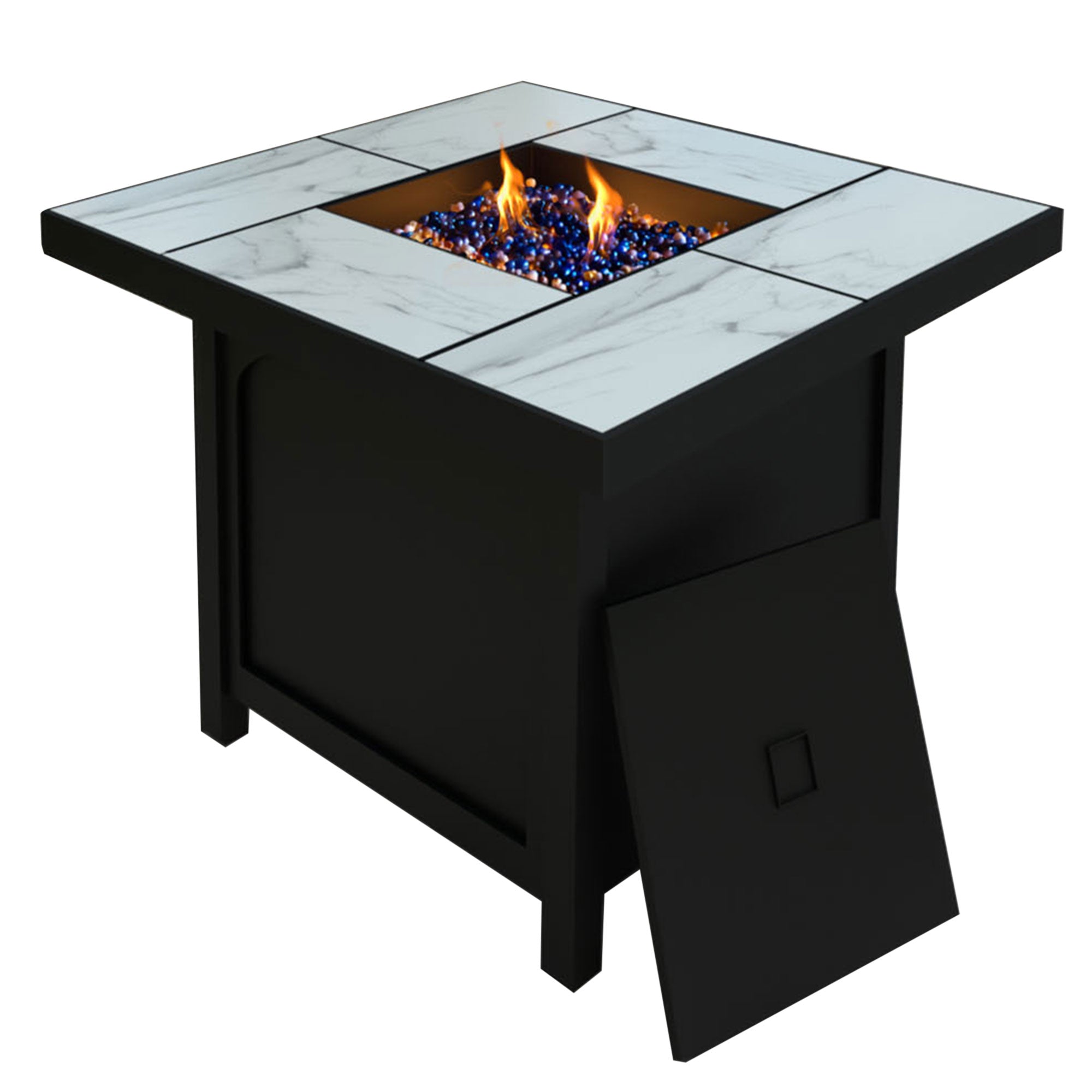 Four Seasons Courtyard 50,000 BTU 32 Inch Square Tile Tabletop Gas Fire Pit - VMInnovations