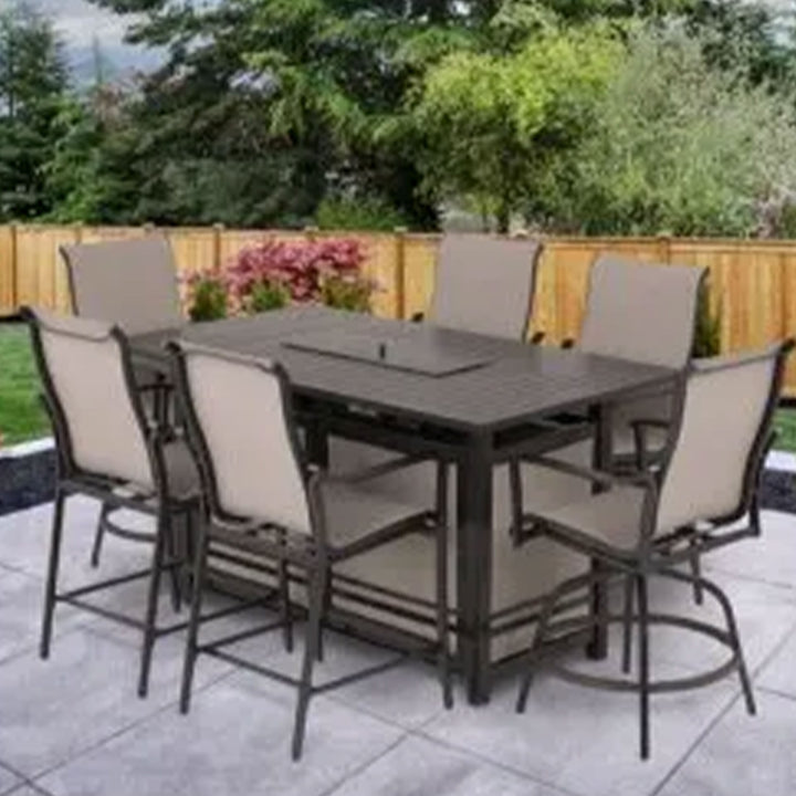 Four Seasons Courtyard Manhattan LP Gas Aluminum Fire Pit Table, Charcoal Gray - VMInnovations