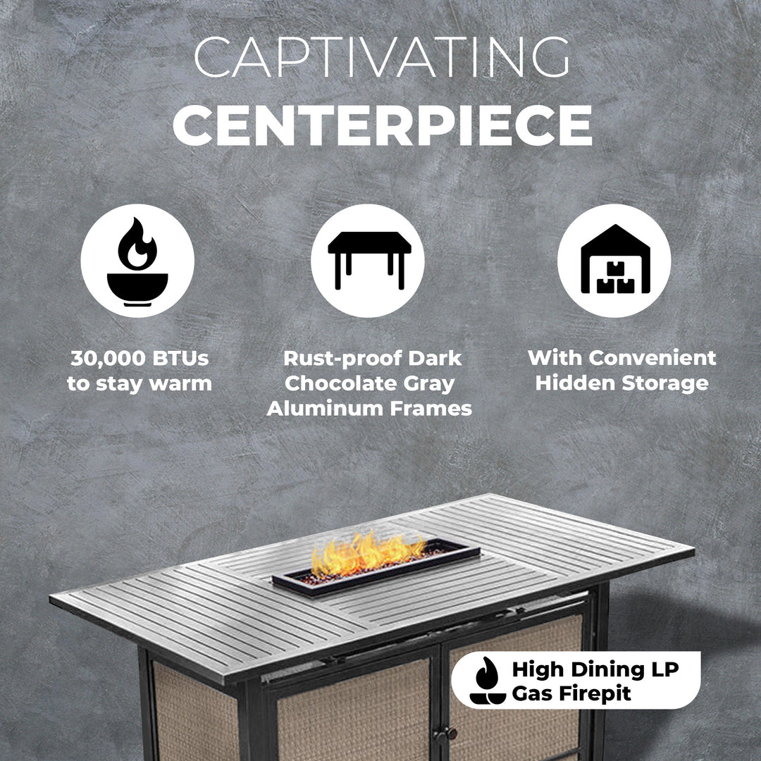 Four Seasons Courtyard Manhattan LP Gas Aluminum Fire Pit Table, Charcoal Gray - VMInnovations