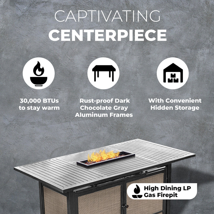 Four Seasons Courtyard Manhattan LP Gas Aluminum Fire Pit Table, Charcoal Gray - VMInnovations