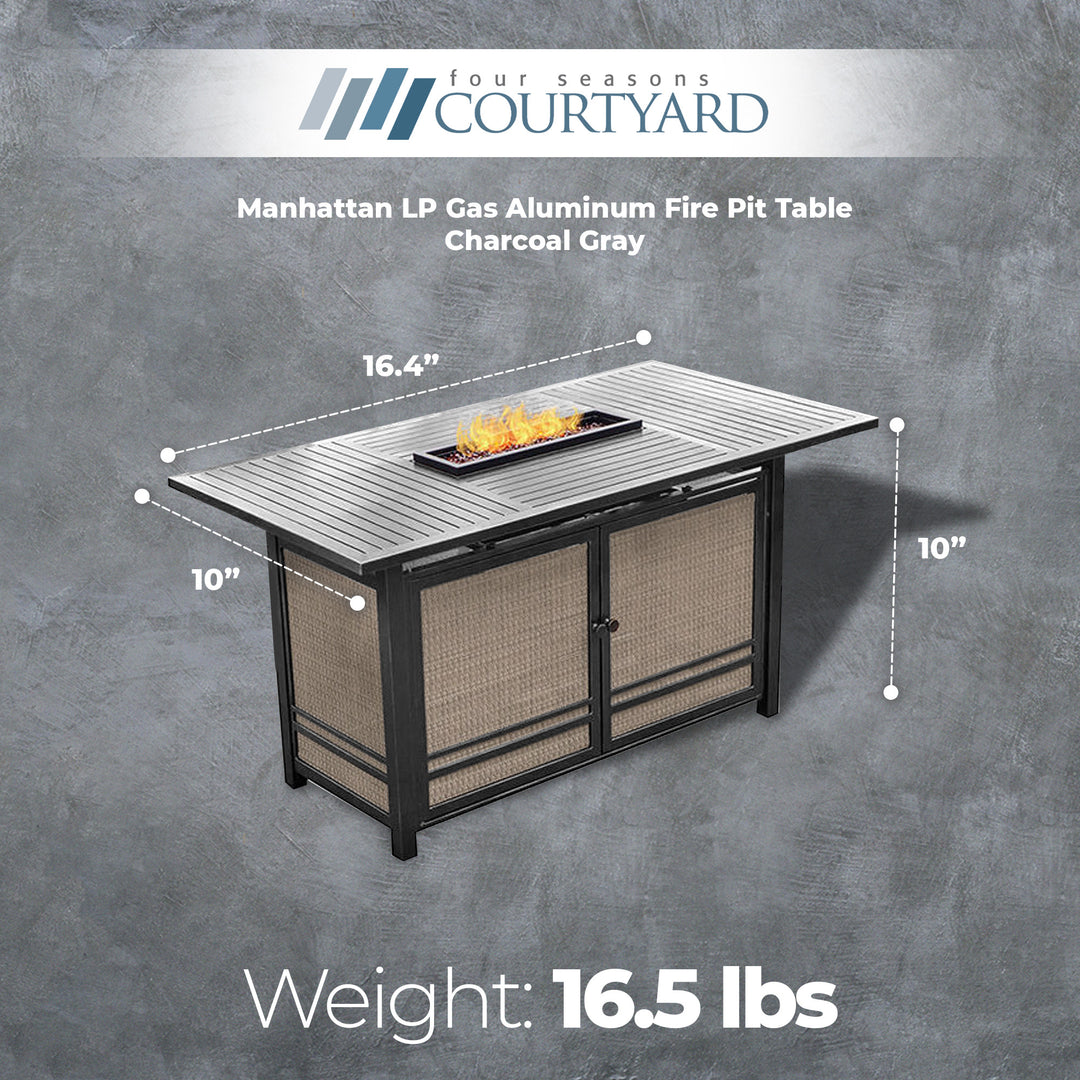 Four Seasons Courtyard Manhattan LP Gas Aluminum Fire Pit Table, Charcoal Gray - VMInnovations