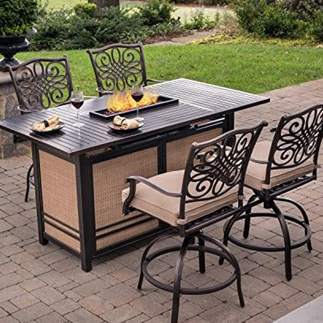 Four Seasons Courtyard Manhattan LP Gas Aluminum Fire Pit Table, Charcoal Gray - VMInnovations