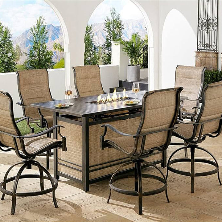 Four Seasons Courtyard Manhattan LP Gas Aluminum Fire Pit Table, Charcoal Gray - VMInnovations