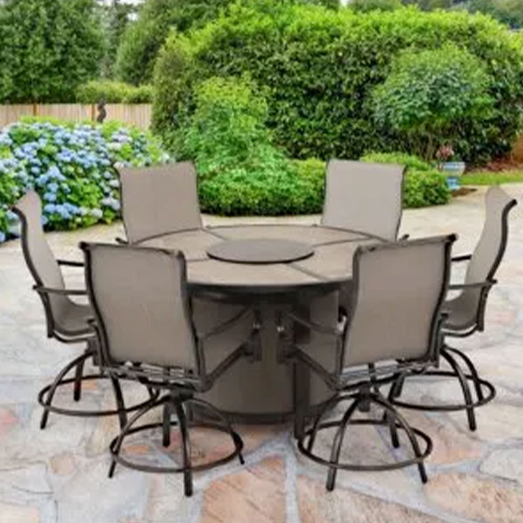 Four Seasons Courtyard Edison Park 54 Inch LP Gas Fire Pit Table, Gray Finish - VMInnovations