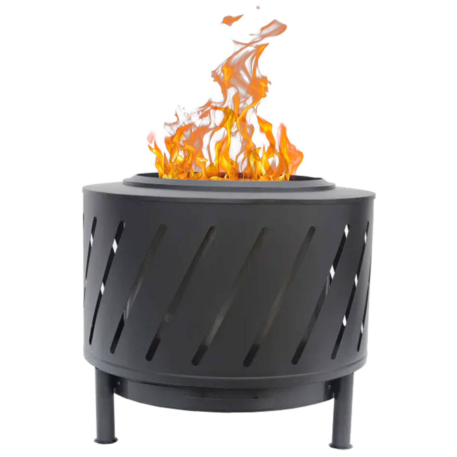 Four Seasons Courtyard 24" Round Steel Smokeless High Temperature Firepit, Black - VMInnovations
