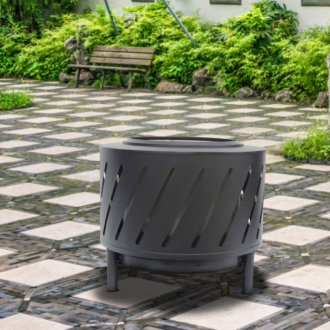 Four Seasons Courtyard 24" Round Steel Smokeless High Temperature Firepit, Black - VMInnovations