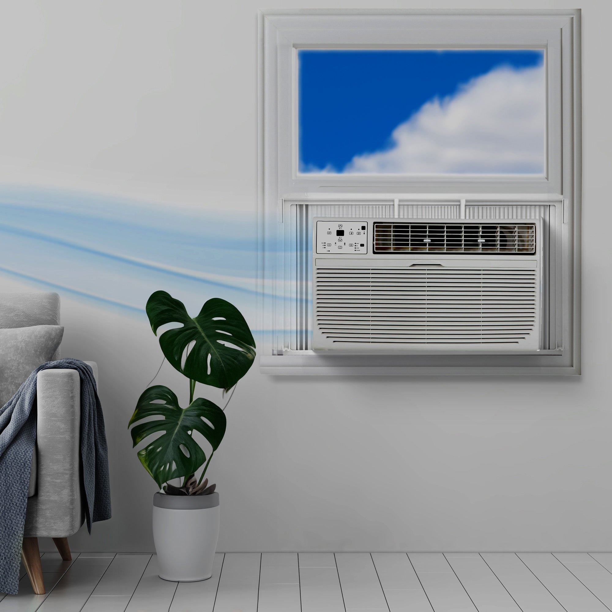 HomePointe 12,000 BTU Air Conditioner with Touch Control and LED Display, White - VMInnovations