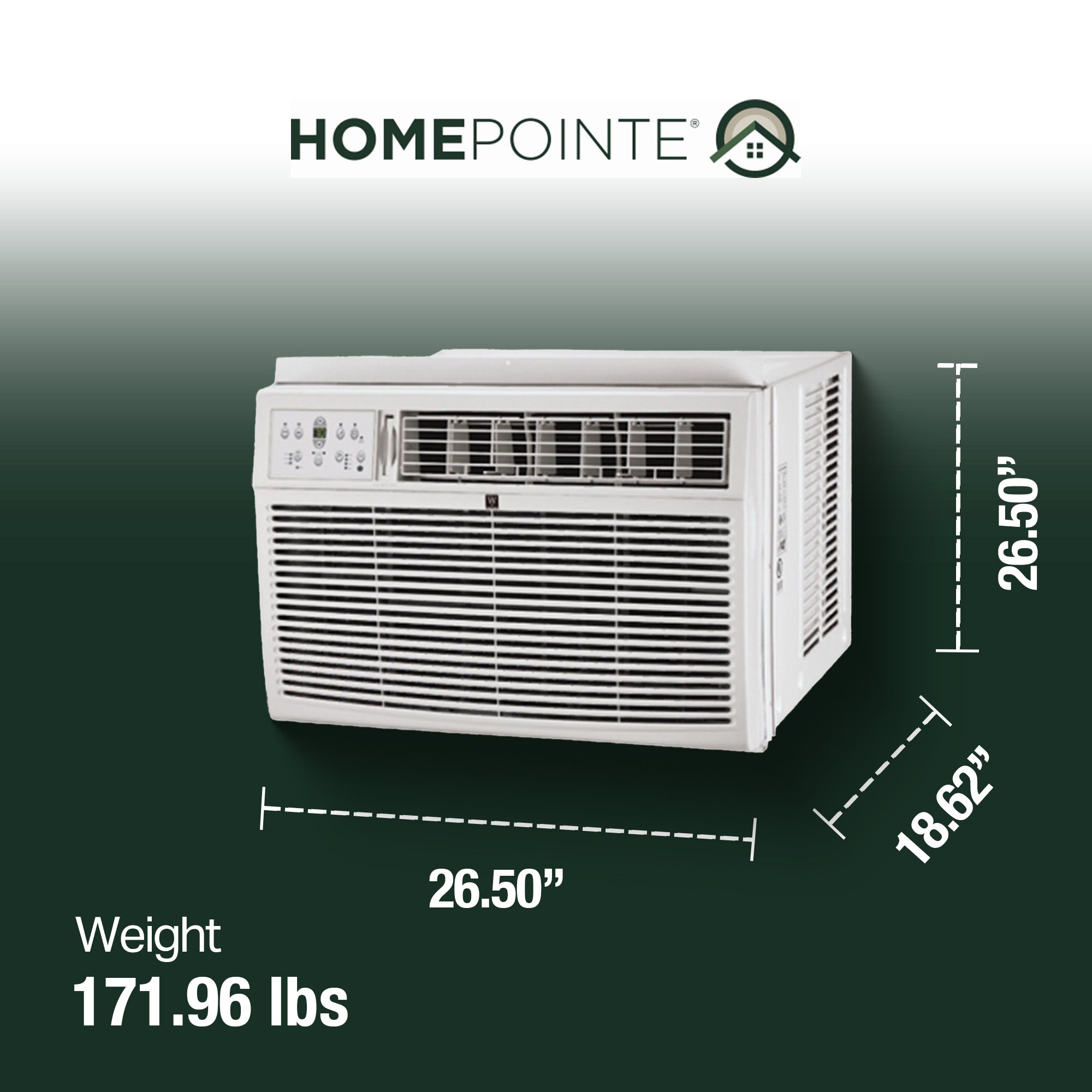 HomePointe 25000 BTU Air Conditioner w/Touch Remote Control & LED Display, White
