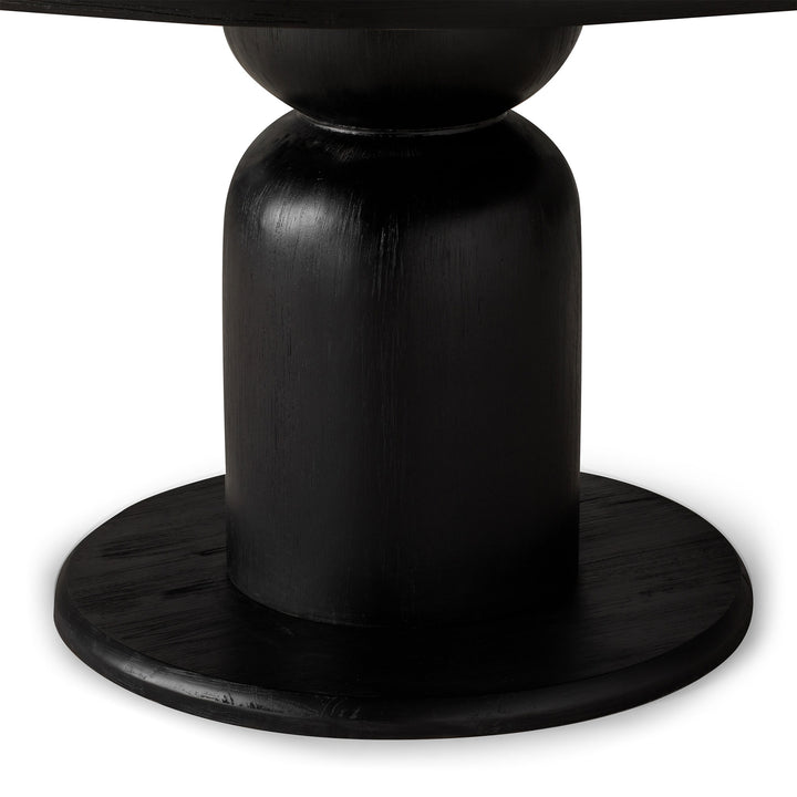 Mila Contemporary Round Wooden Dining Table in Refined Black Finish - VMInnovations