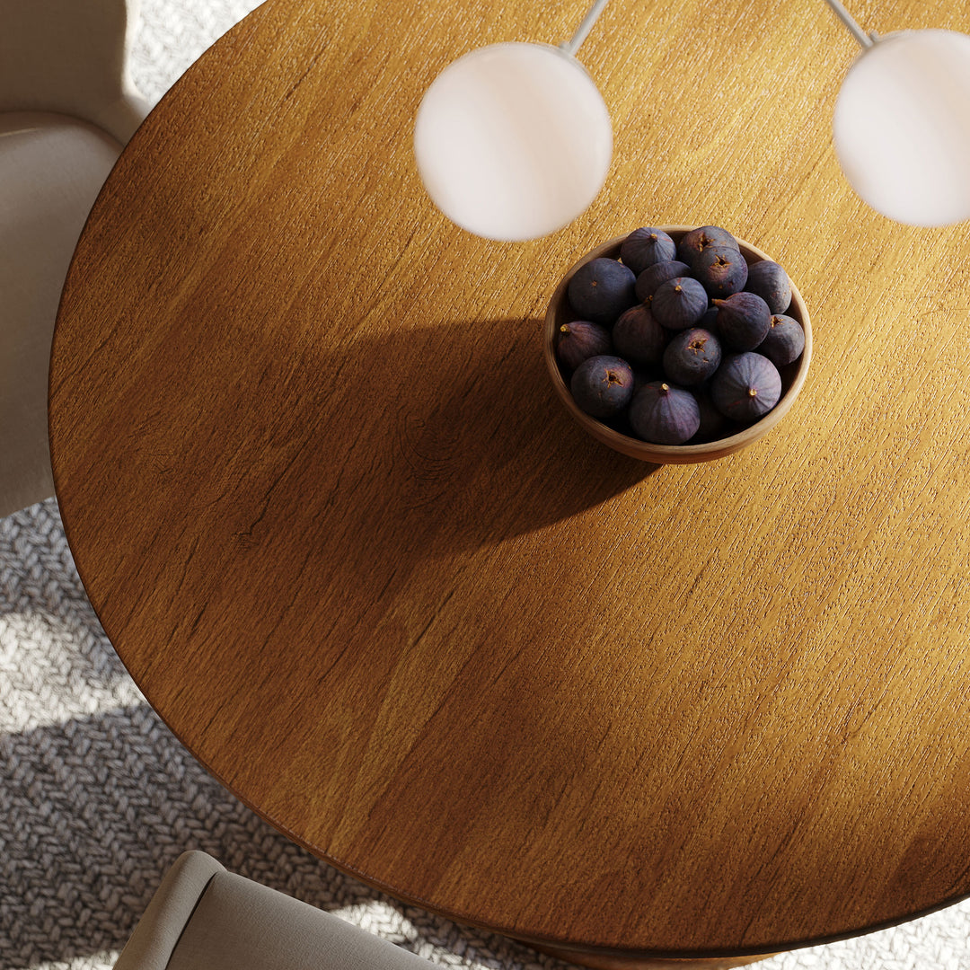 Maven Lane Mila Contemporary Round Wooden Dining Table in Refined Natural Finish - VMInnovations