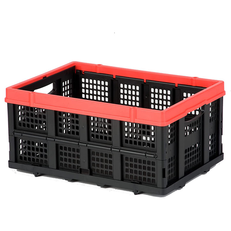 Magna Cart Tote 22" x 16" x 11" Collapsible Plastic Storage Crate, Black, 2 Pack