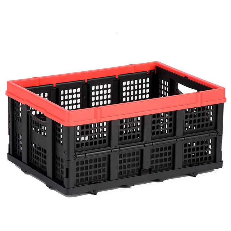 Magna Cart Tote 22" x 16" x 11" Collapsible Plastic Storage Crate, Black, 2 Pack
