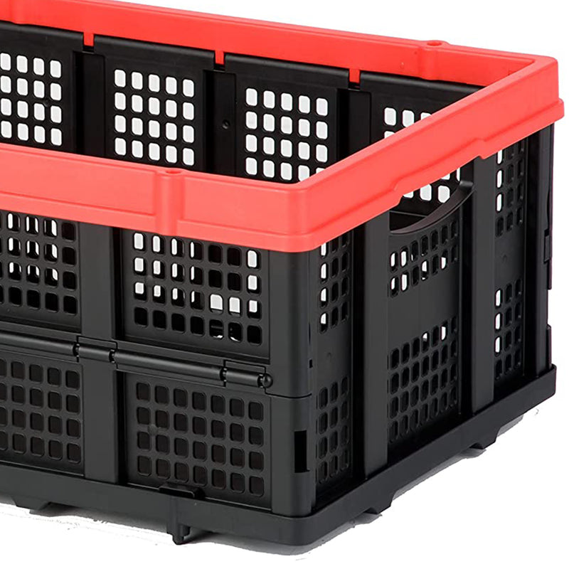 Magna Cart Tote 22" x 16" x 11" Collapsible Plastic Storage Crate, Black, 4 Pack