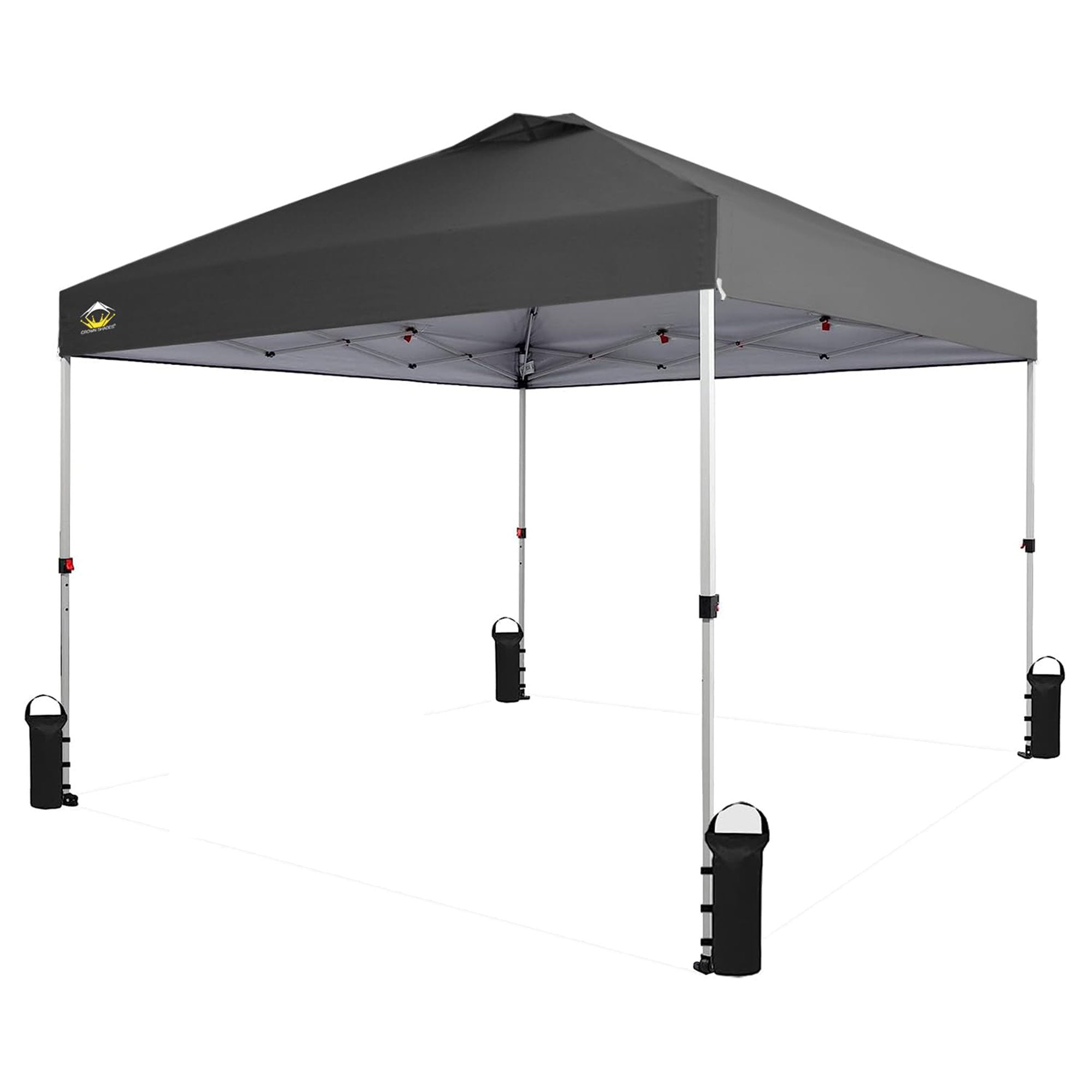 CROWN SHADES 10x10 Ft Pop Up Outdoor Canopy Tent with 1 Push Center Lock, Grey
