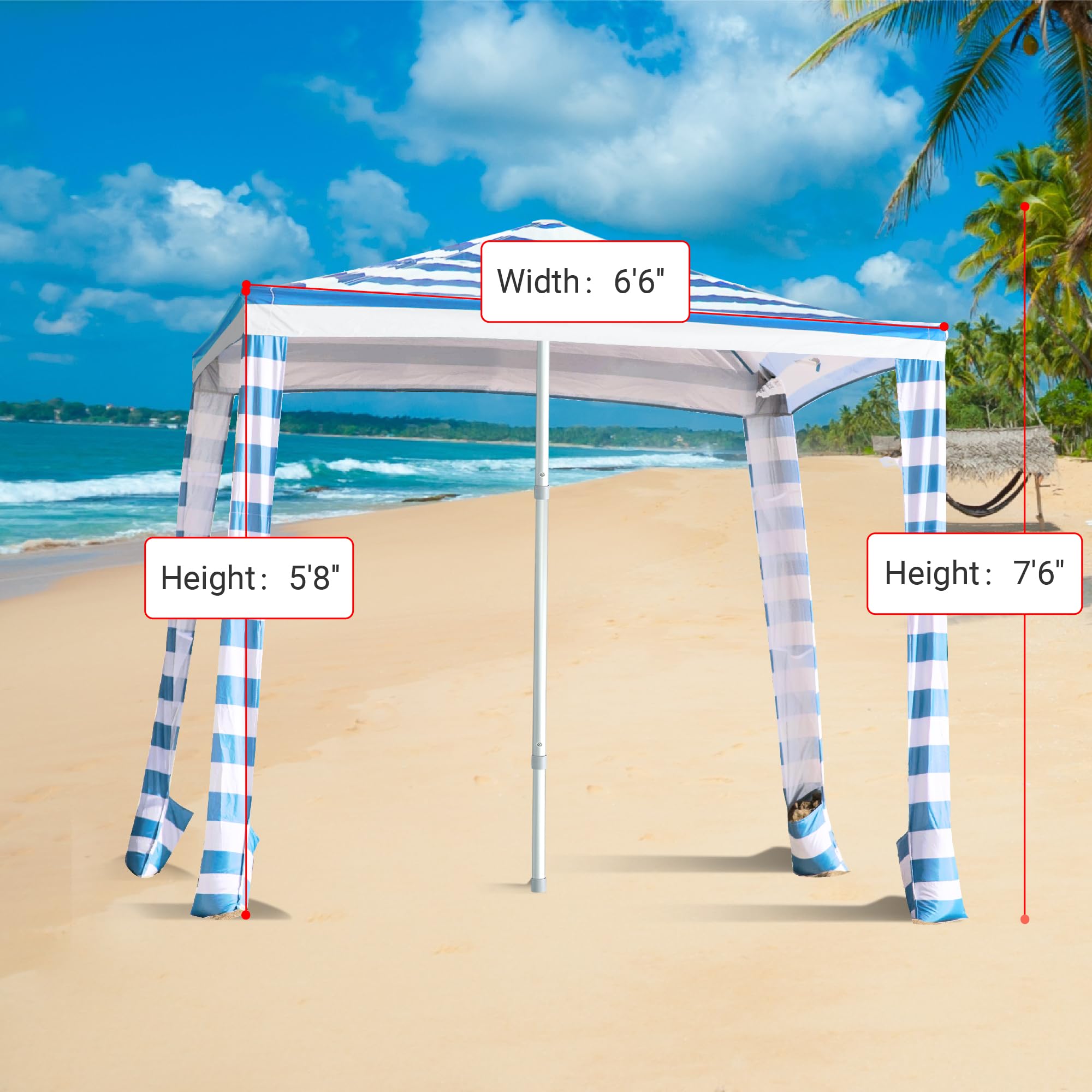 CROWN SHADES 6.5 x 6.5 Ft Pop-Up Cabana w/Pockets & Sidewall, Sky Blue (Used) - VMInnovations