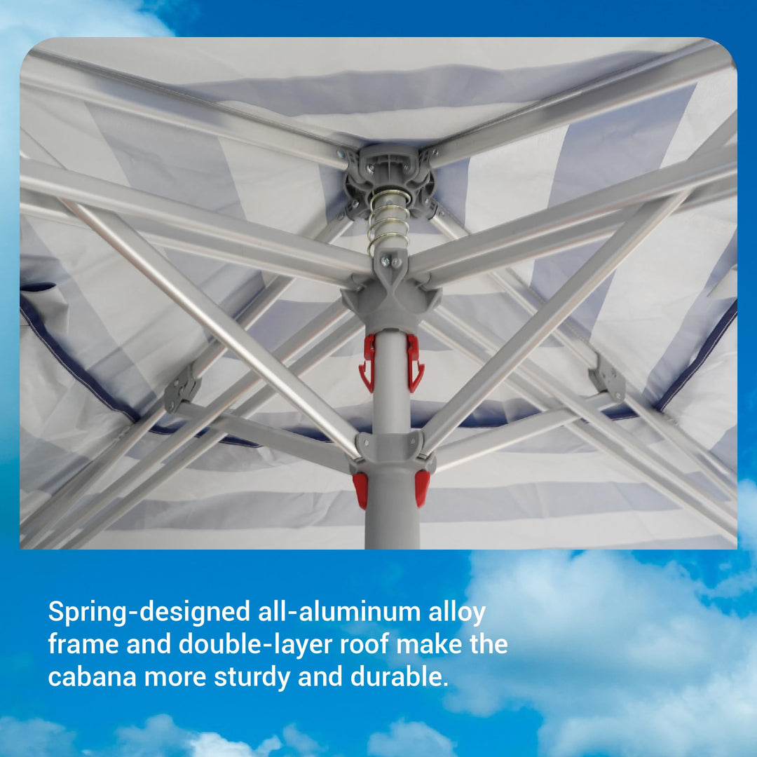 CROWN SHADES 6.5 x 6.5 Ft Pop-Up Cabana w/Pockets & Sidewall, Sky Blue (Used) - VMInnovations