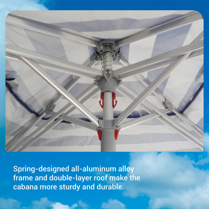 CROWN SHADES 6.5 x 6.5 Ft Pop-Up Cabana w/Pockets & Sidewall, Sky Blue (Used) - VMInnovations
