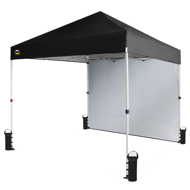 CROWN SHADES 8x8 Ft Canopy Tent w/ Sidewall & 1 Push Center Lock, Black (Used) - VMInnovations