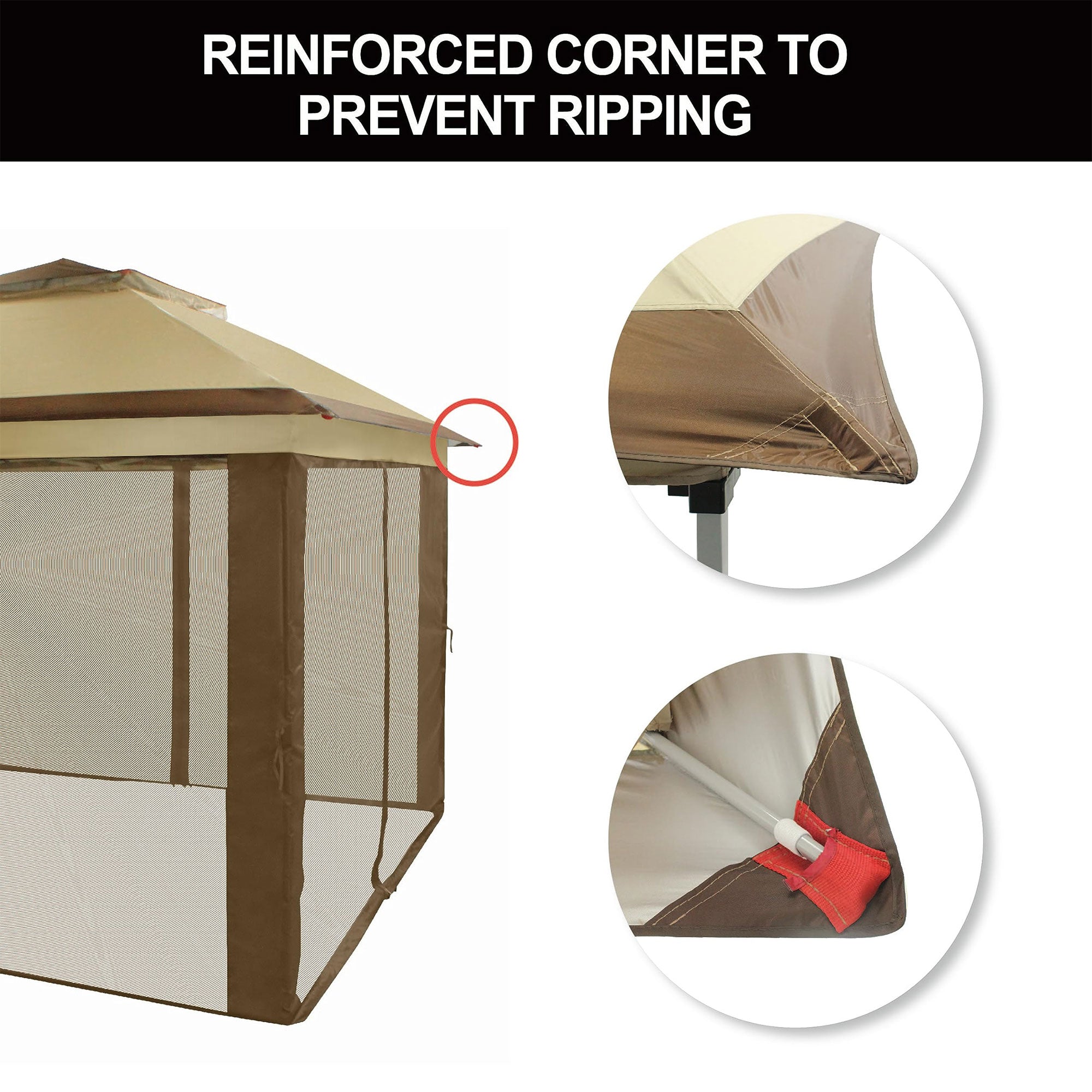 CROWN SHADES 11 x 11 Ft Pop Up Gazebo Shelter w/Mosquito Net Sidewalls, Red/Grey
