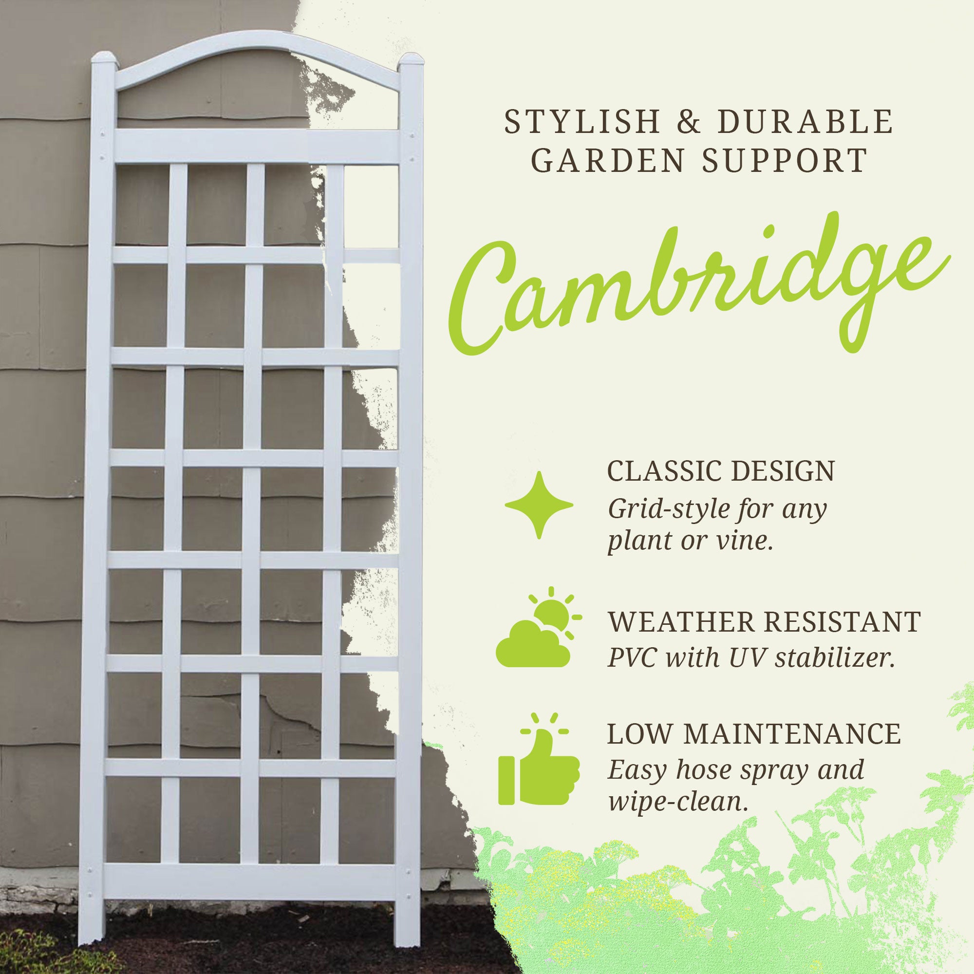 Dura-Trel Cambridge 28 x 75 Inch PVC Vinyl Outdoor Garden Patio Trellis, White - VMInnovations
