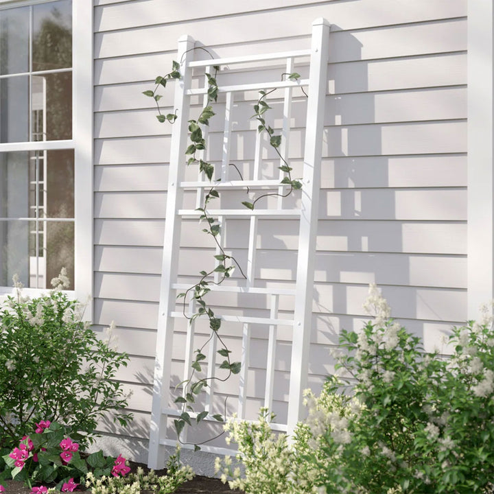 Dura-Trel Wellington 28 x 75 Inch PVC Vinyl Outdoor Garden Patio Trellis, White - VMInnovations