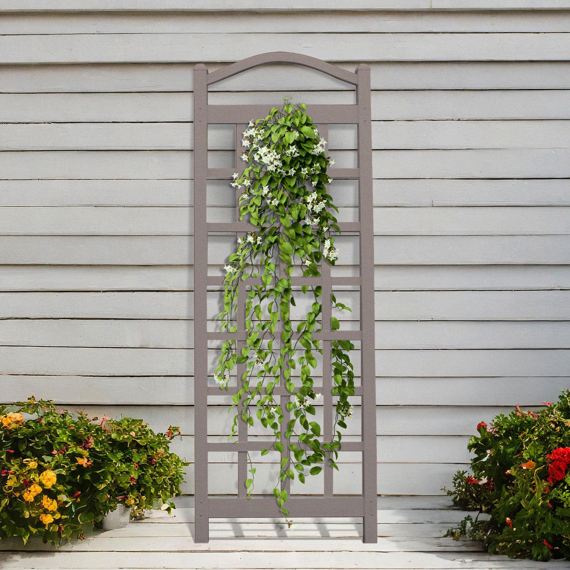 Dura-Trel Cambridge 28x75 Inch PVC Vinyl Garden Patio Trellis, Mocha (For Parts) - VMInnovations