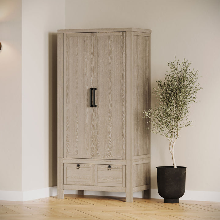 Maven Lane Vaughn Rustic Wooden Cabinet in Weathered White Finish - VMInnovations