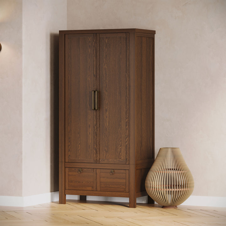 Maven Lane Vaughn Rustic Wooden Cabinet in Weathered Brown Finish  (For Parts) - VMInnovations