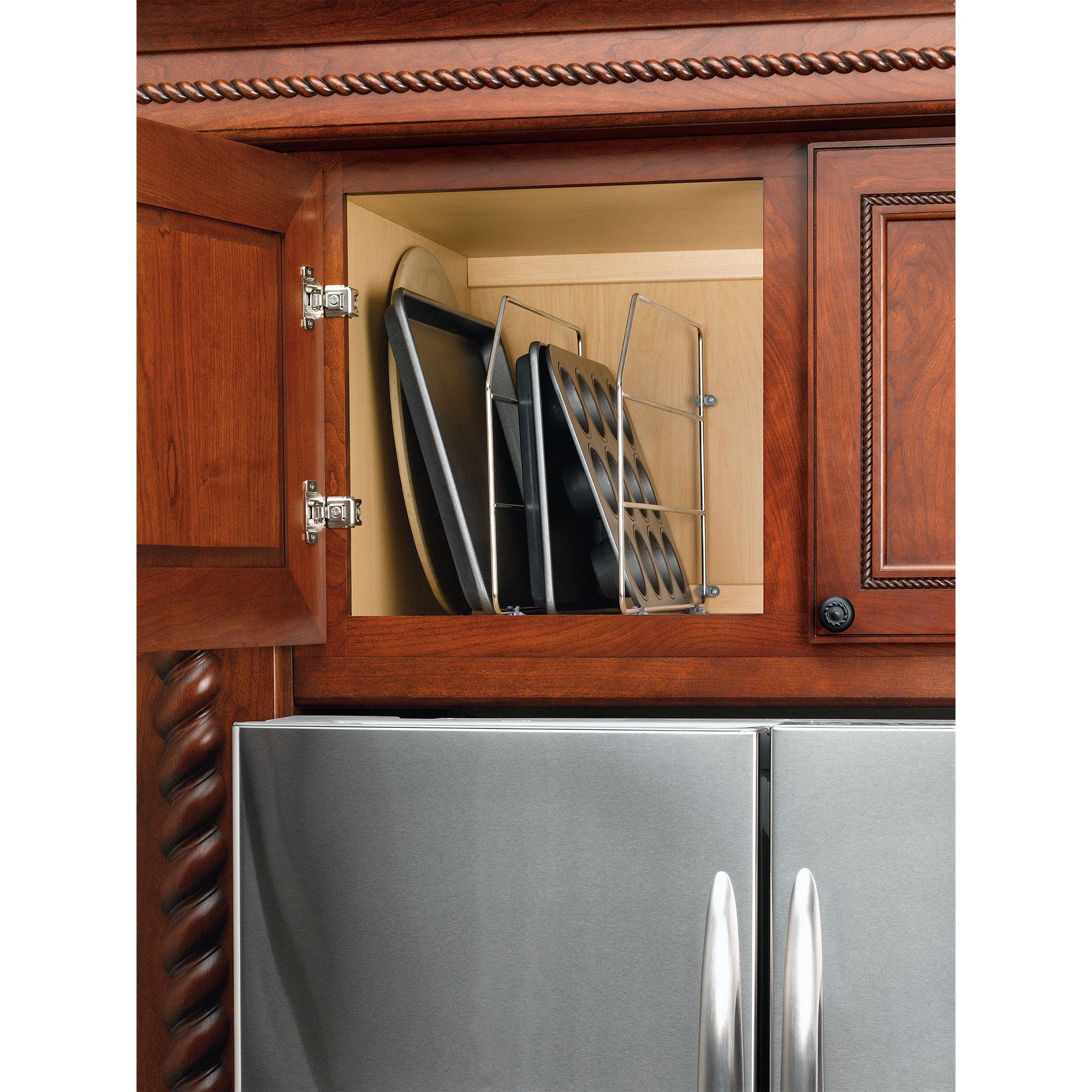 Rev-A-Shelf 12" Bakeware Divider for Wall/Base Cabinets, Chrome, 597-12CR-2-1