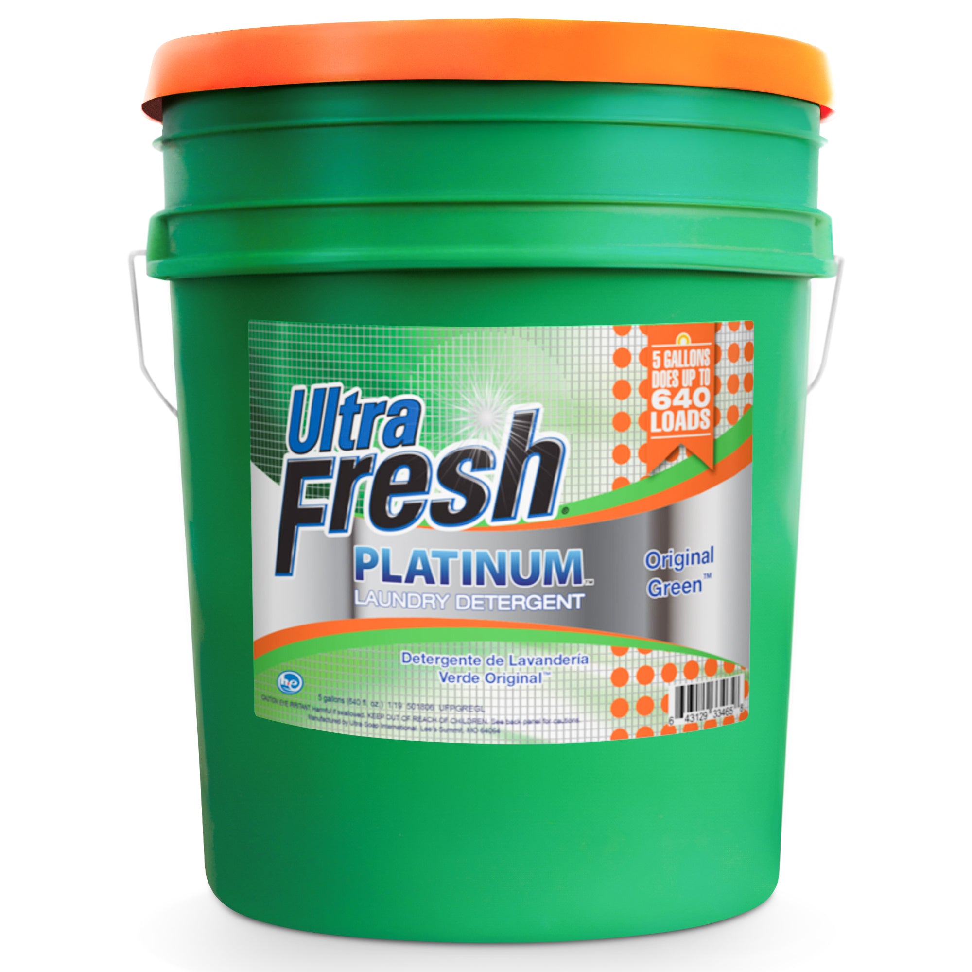 Ultra Fresh 3X Platinum 5 Gal Laundry Detergent, Up to 640 Loads, Original Green - VMInnovations
