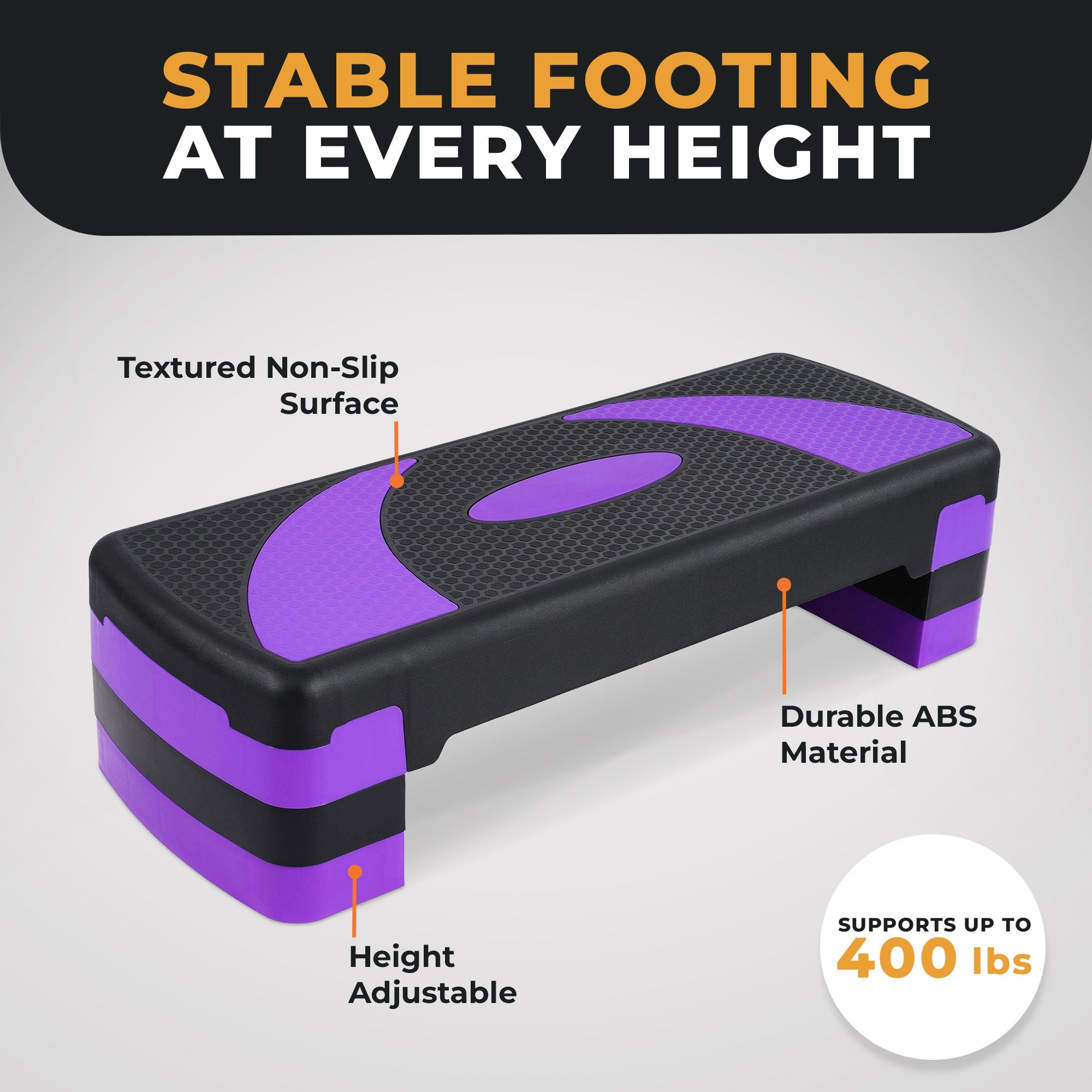 BalanceFrom Fitness Adjustable Workout Aerobic Step Platform Trainer w/Raisers