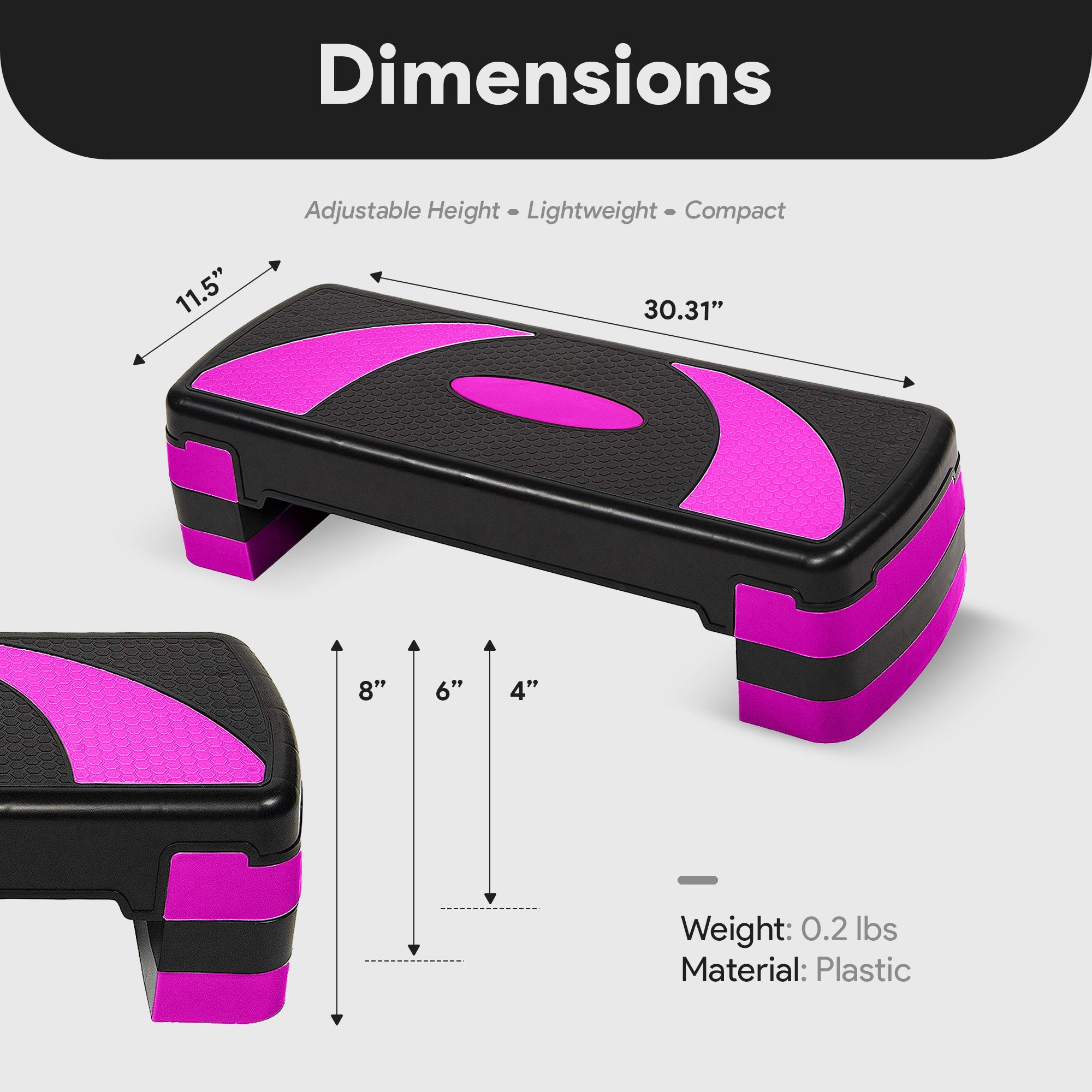 BalanceFrom Fitness Adjustable Workout Aerobic Step Platform Trainer w/ Raisers - VMInnovations