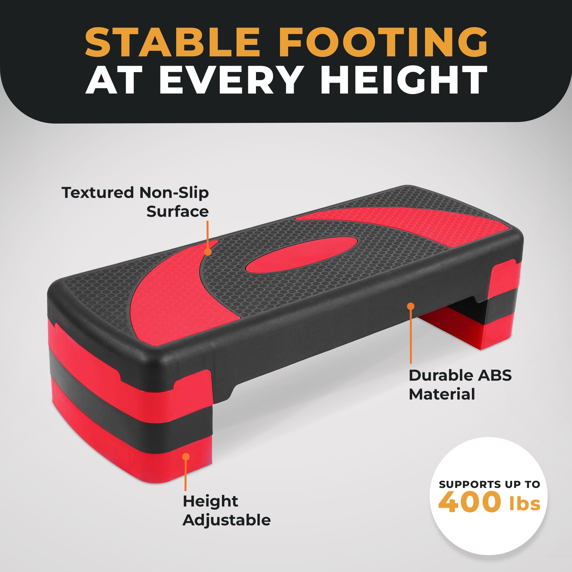 BalanceFrom Fitness Adjustable Workout Aerobic Step Platform Trainer w/Raisers