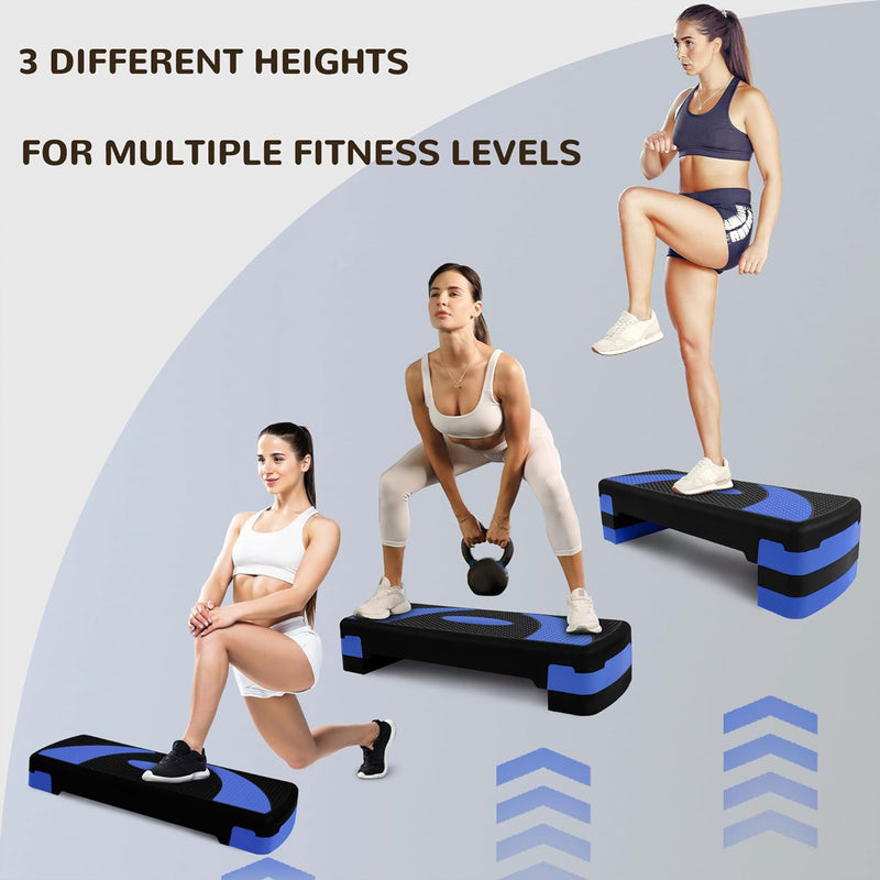 BalanceFrom Fitness Adjustable Workout Aerobic Step Platform Trainer w/ Raisers