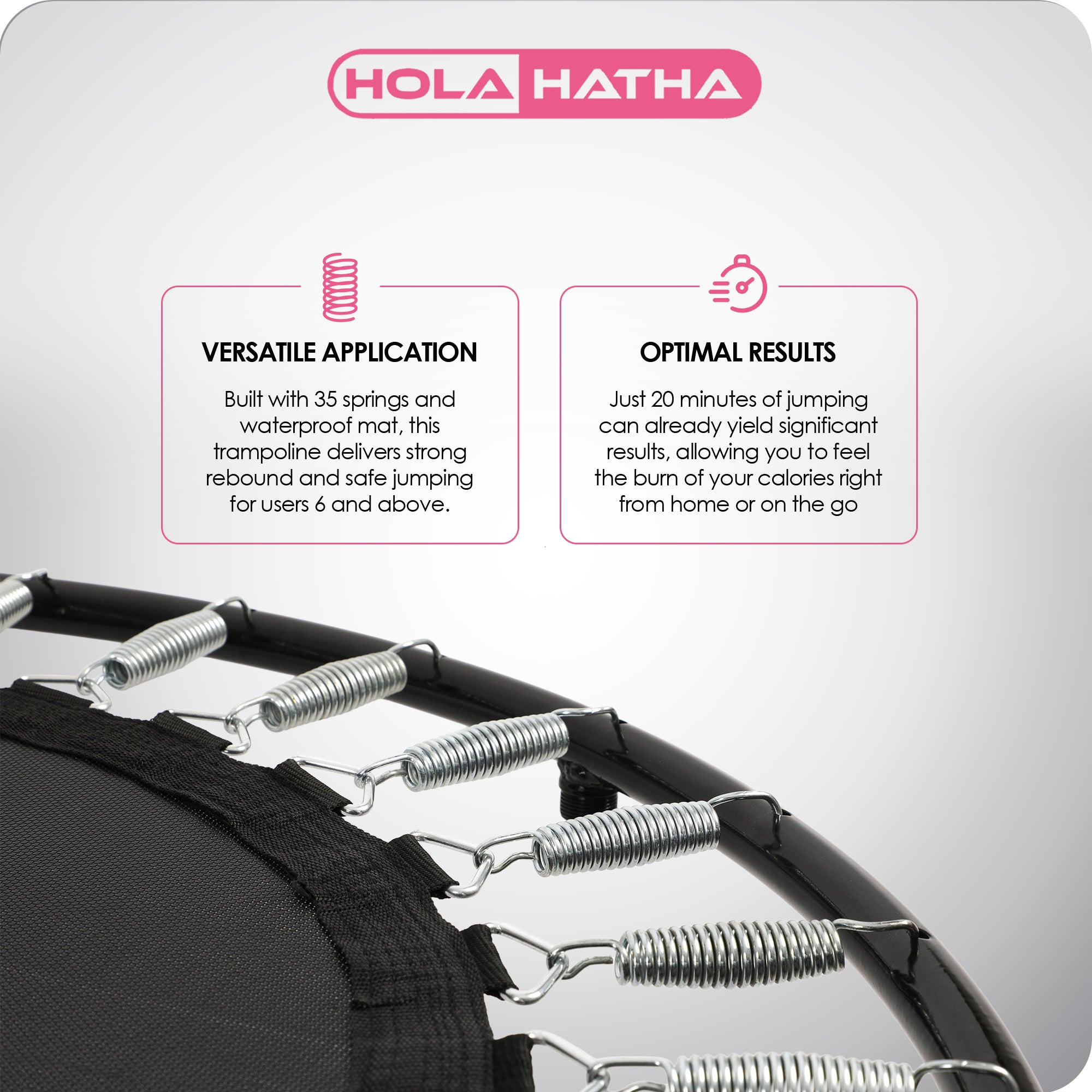 HolaHatha Foldable Mini Trampoline, 36" Round Portable Fitness Rebounder, Black - VMInnovations