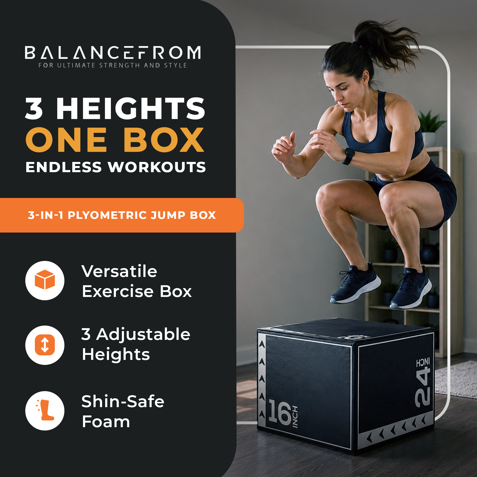 BalanceFrom 10lb Versatile 3 in 1 Plyometric Jumping Exercise Box (Open Box)