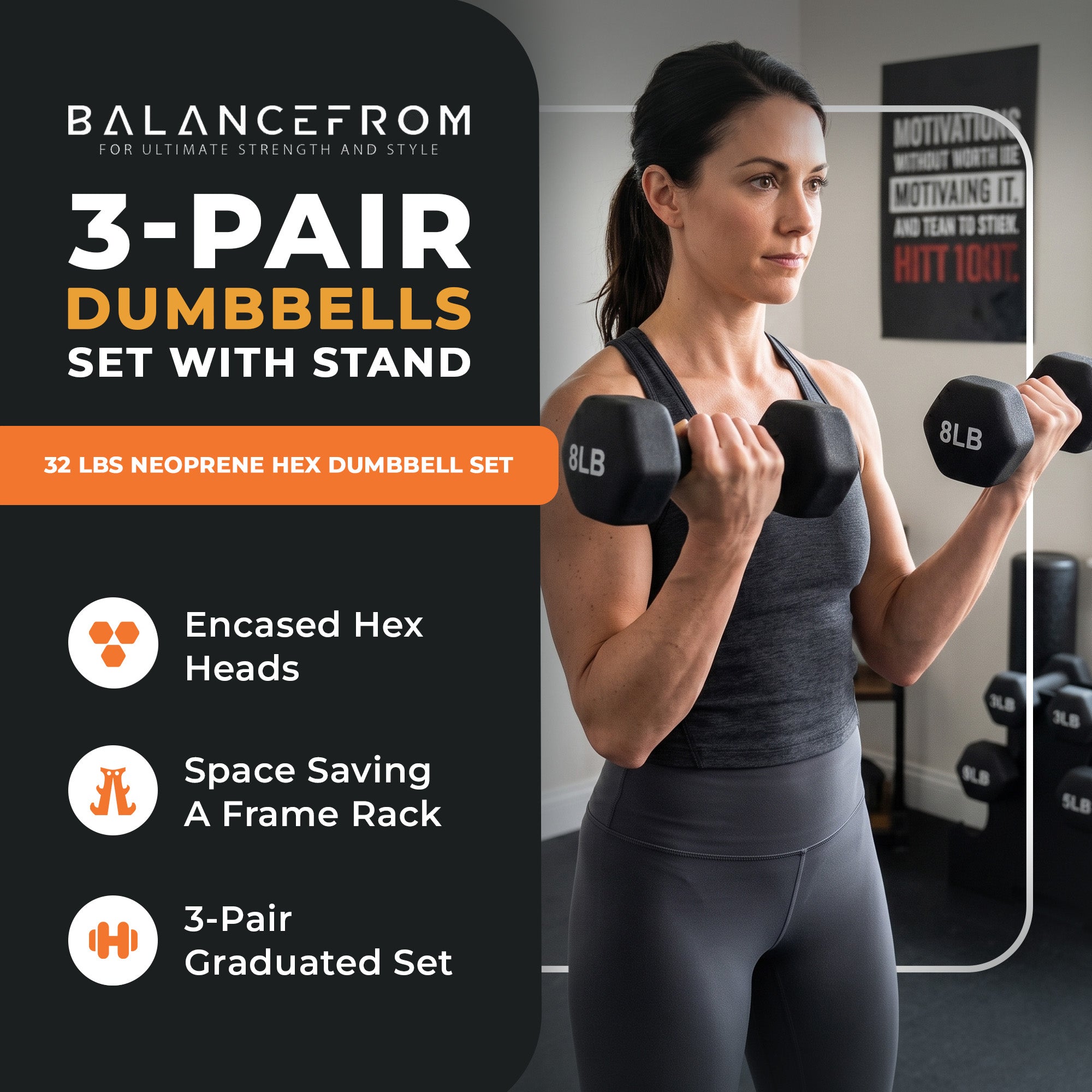 BalanceFrom Dumbbells,Hand Weights Set with Stand, 32 Lb, Black (For Parts) - VMInnovations