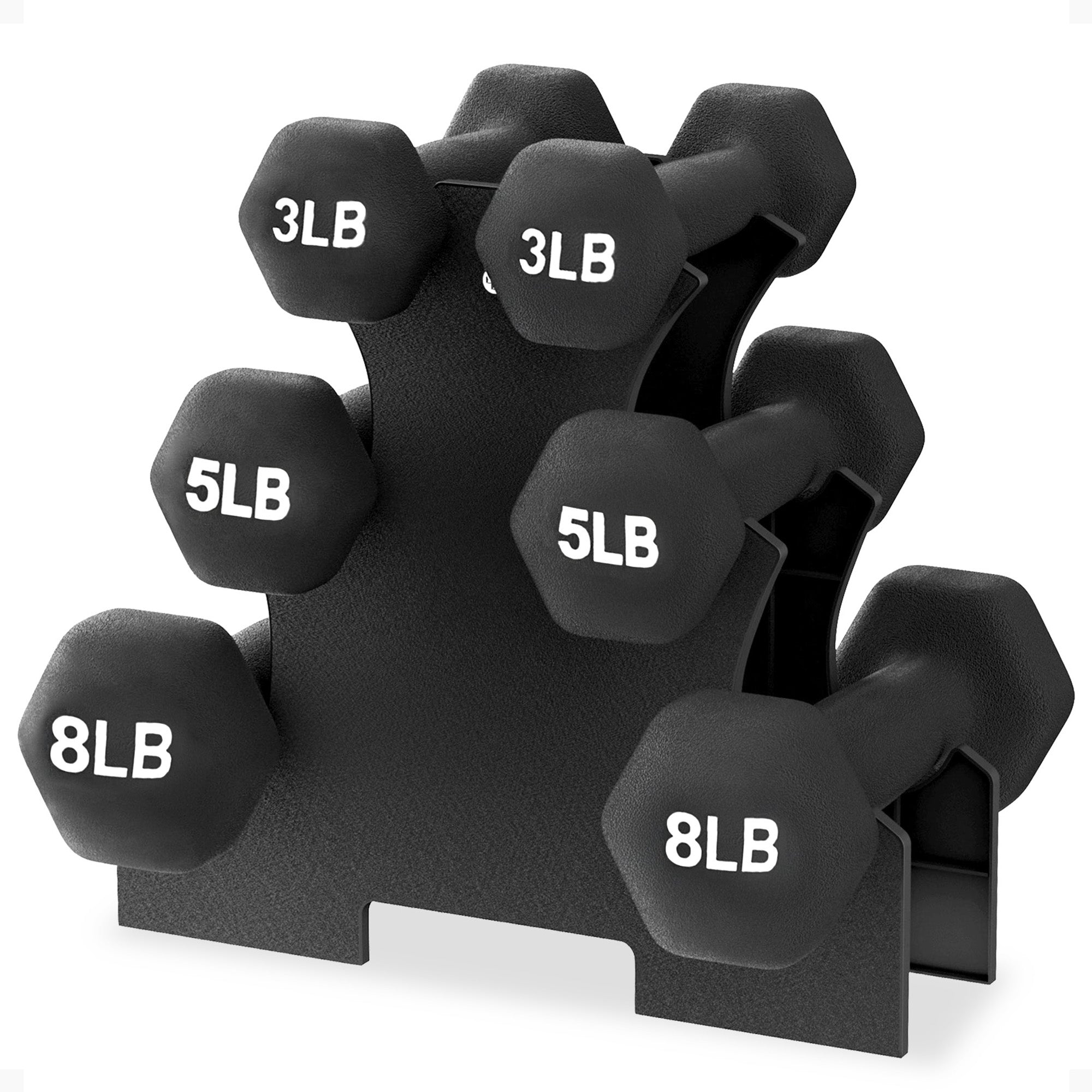BalanceFrom Dumbbells, 3 Pair Hand Weights Set with Stand, 32 Lb, Black (Used)