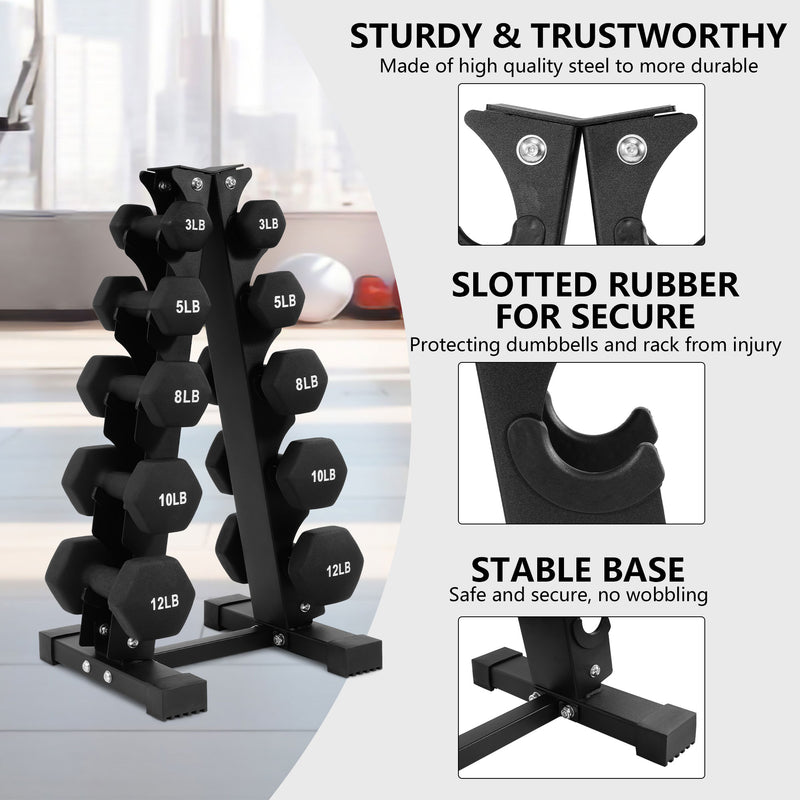 BalanceFrom Fitness 76 Pound Neoprene Coated Dumbbell Set with Stand, Black