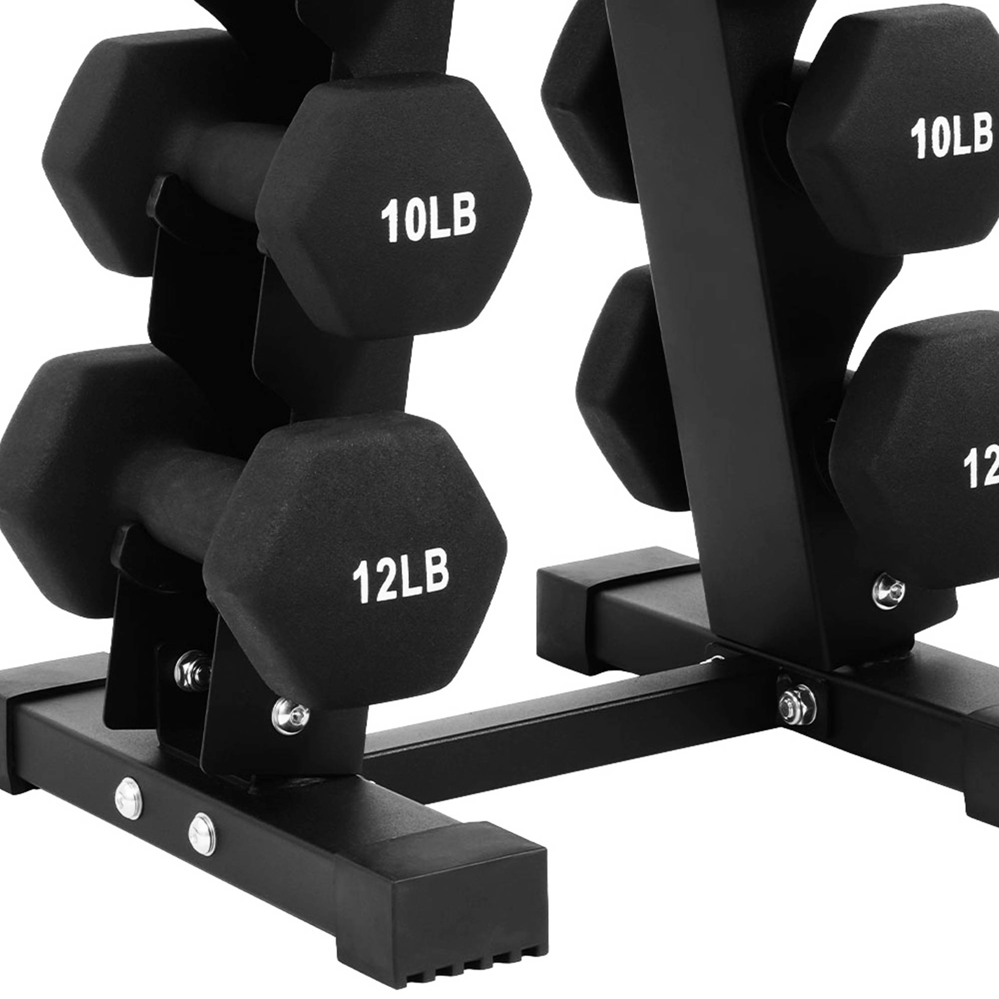 76 Pound Neoprene Coated Dumbbell Set with Stand, Black (Used) - VMInnovations
