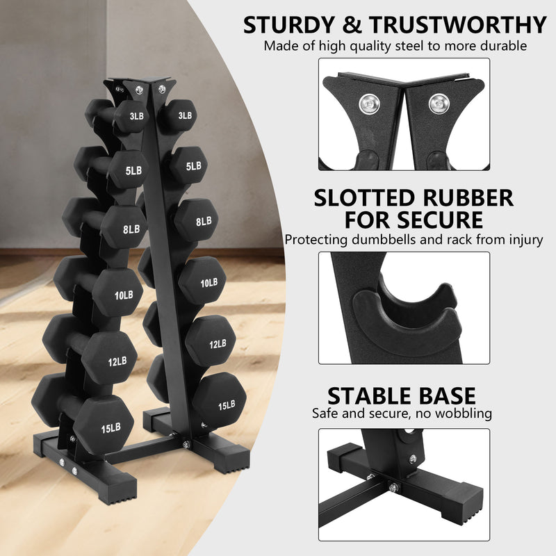 BalanceFrom Fitness 106 Pound Neoprene Coated Dumbbell Set with Stand, Black