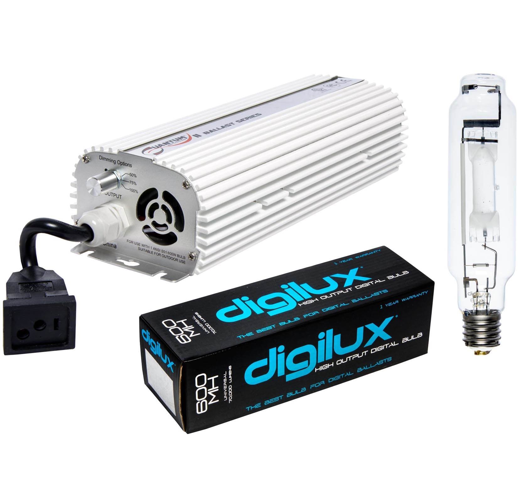 QUANTUM 600W Digital Dimmable Ballast + DIGILUX 600W MH Hydroponics Grow Light