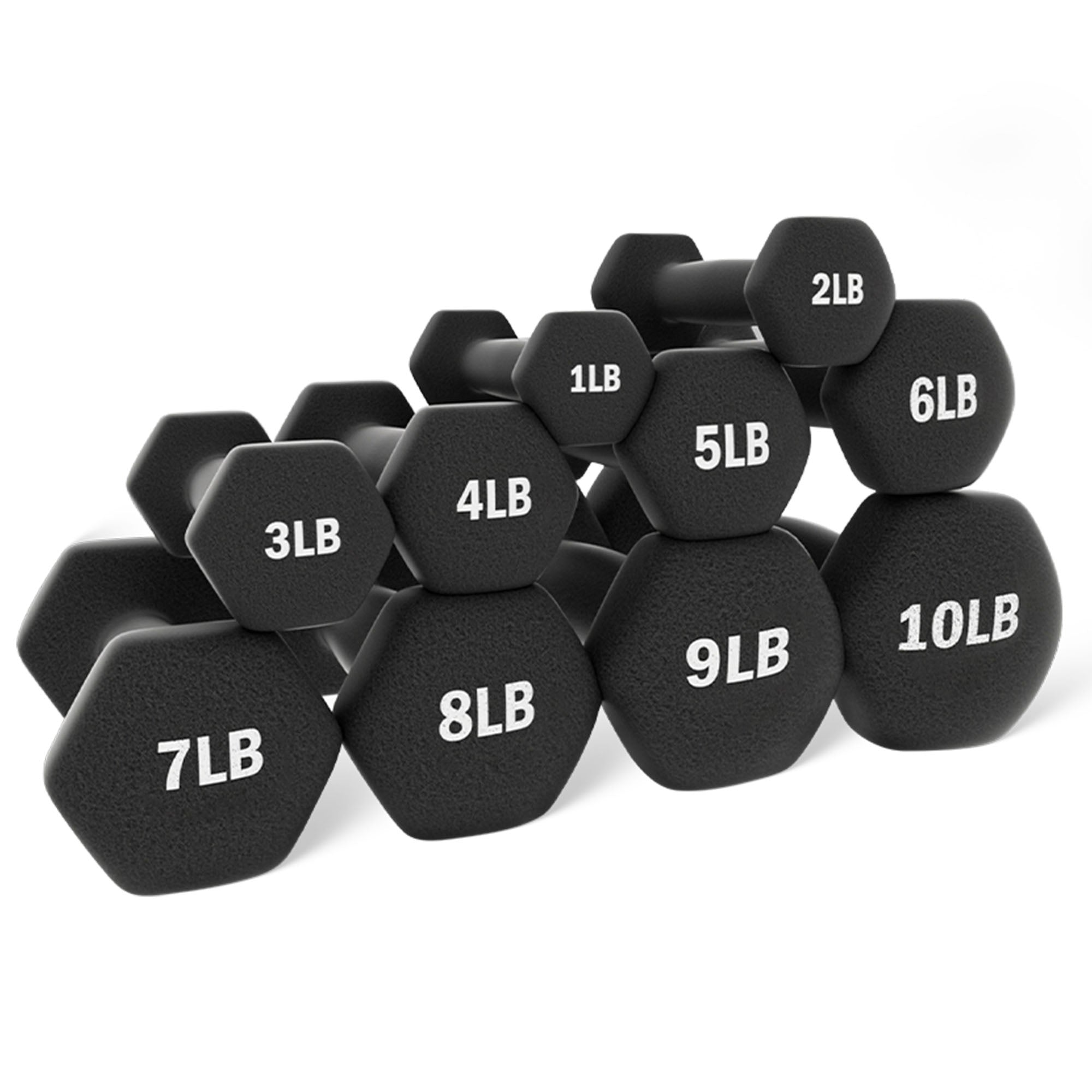 BalanceFrom Fitness 110 Pound Neoprene Coated Dumbbell Set with Stand, Black - VMInnovations