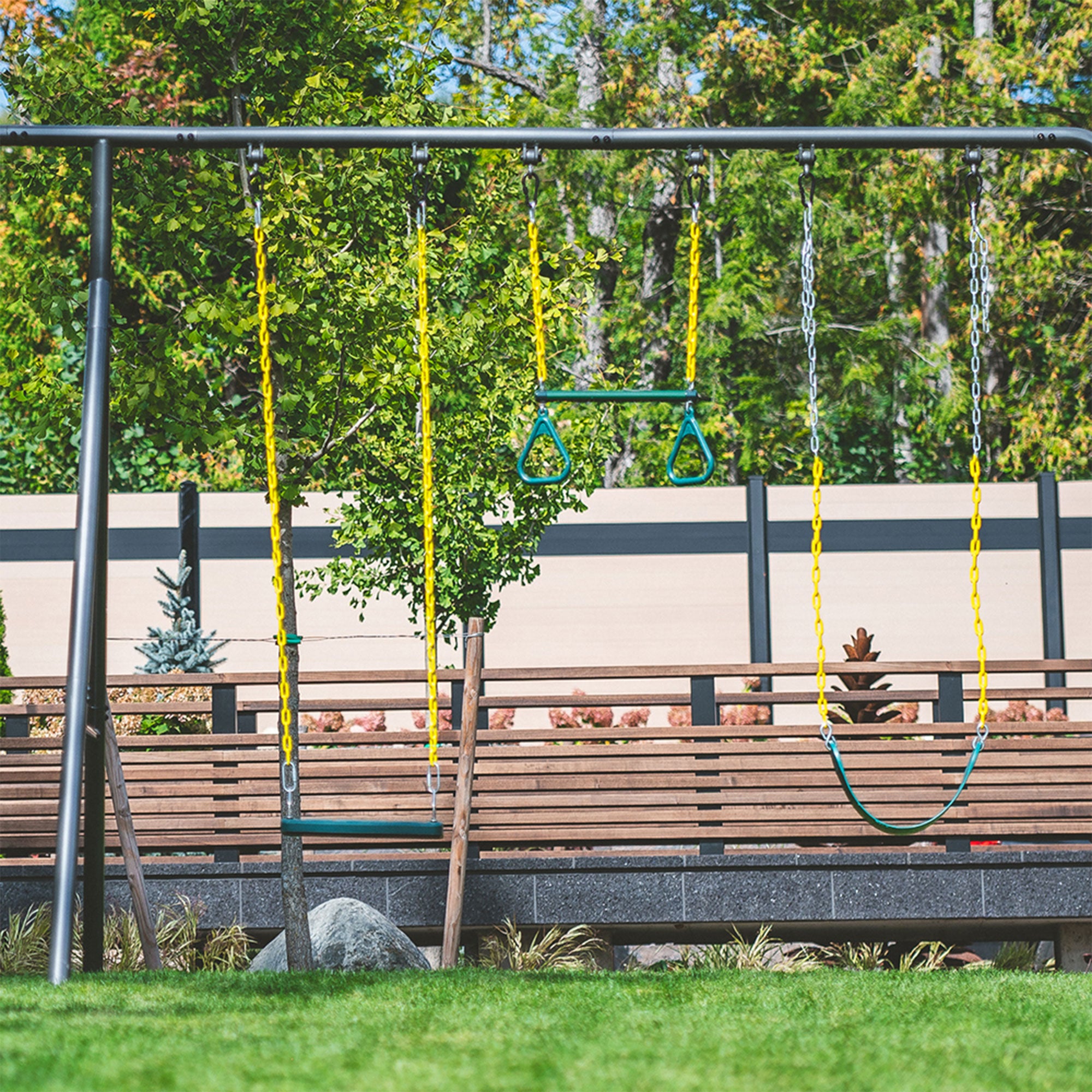 gobaplay Outdoor Frame Playground Equipment w/ 8' Extension & 39" Swing w/ Tent