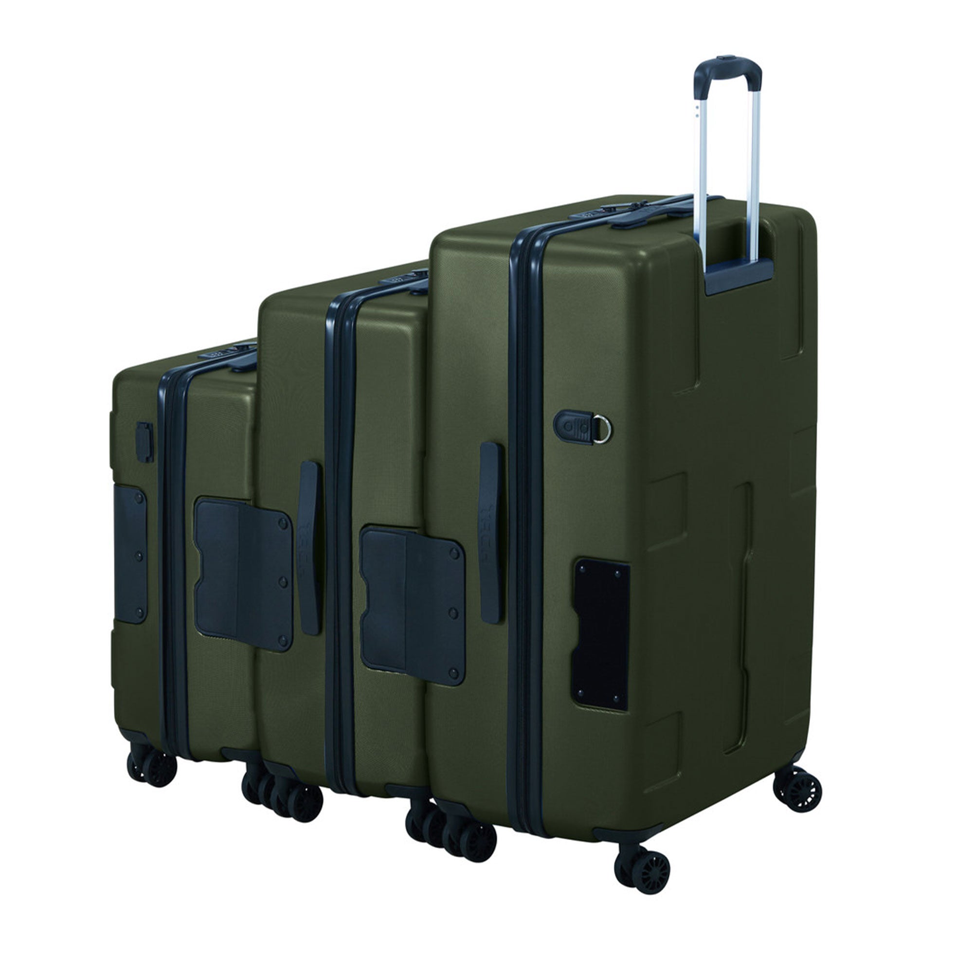 TACH V3 3pc Set Connectable Hard Shell Spinner Luggage Set, Green (Open Box) - VMInnovations