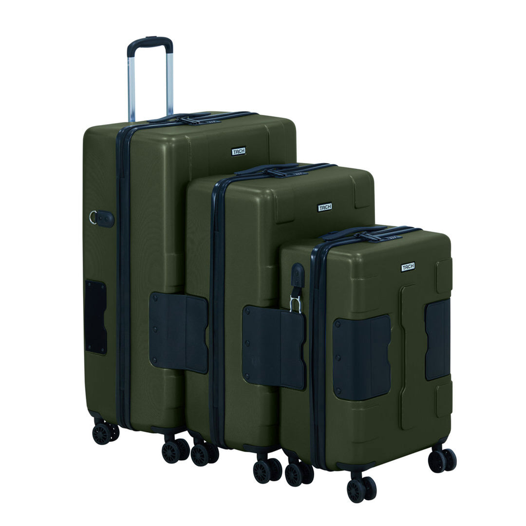 TACH V3 3pc Set Connectable Hard Shell Spinner Luggage Set, Green (Open Box) - VMInnovations