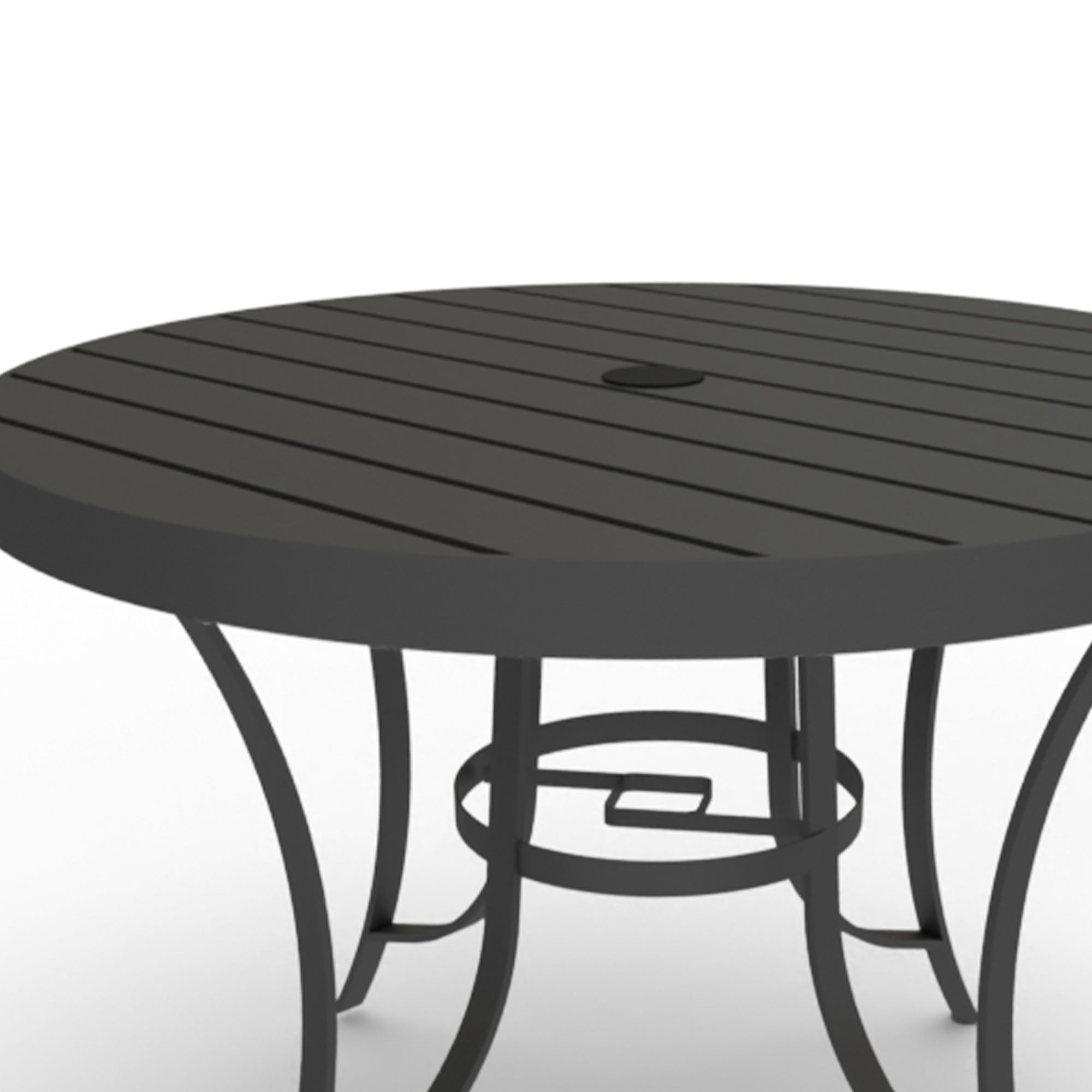 Four Seasons Courtyard Palermo Slat Top Dining Table with Umbrella Hole, Gray - VMInnovations