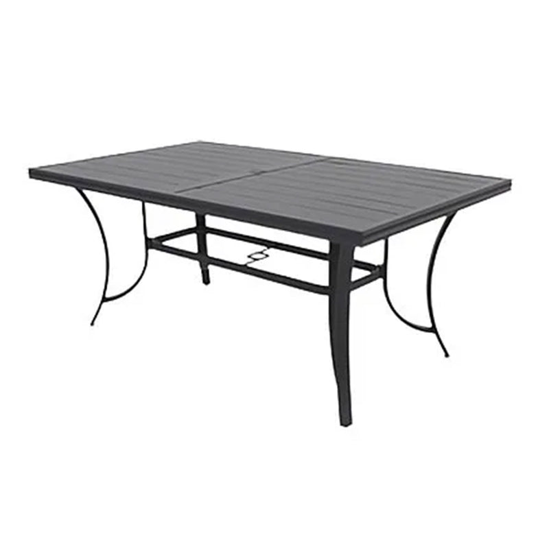 Four Seasons Courtyard Palermo Slat Top Table with Frame and Umbrella Hole, Gray
