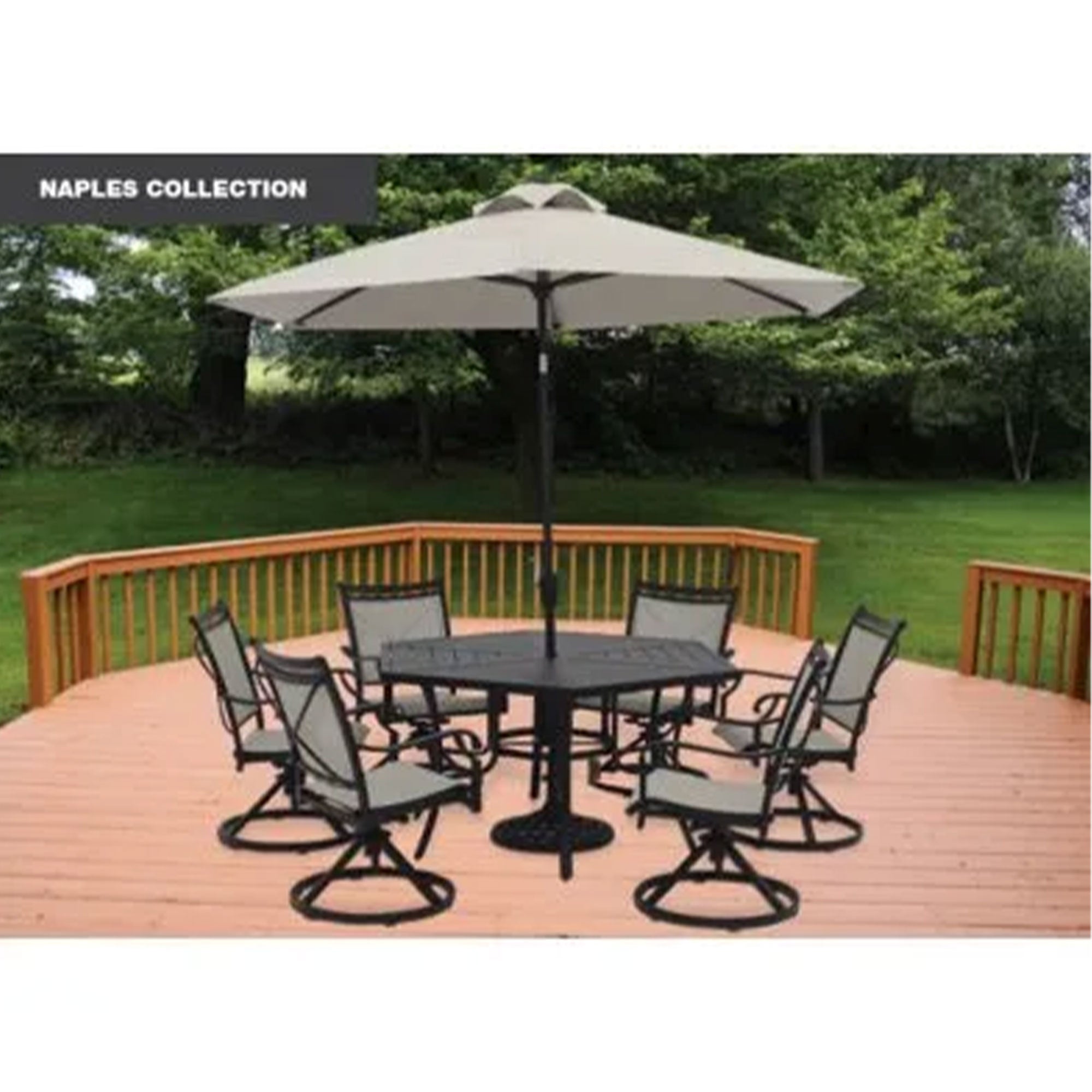 Four Seasons Courtyard 9 Foot Naples Market Patio Umbrella, Natural Fabric Color - VMInnovations